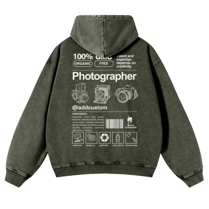 Photographer Addcustom Casual Washed Hoodie