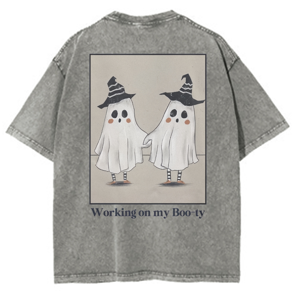 Working On My Booty Vintage Snowflake Washed T-Shirt-moweekender