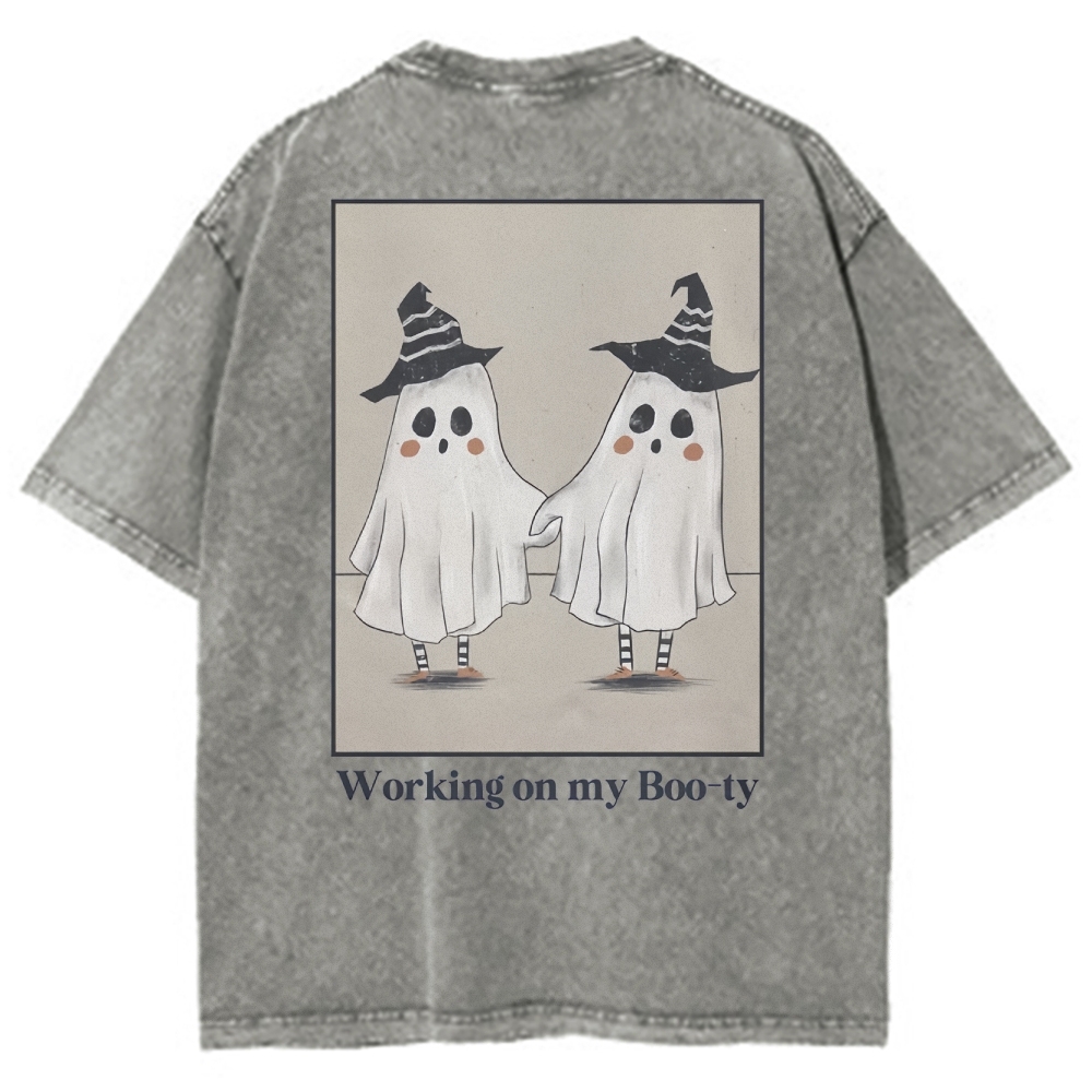 Working On My Booty Vintage Snowflake Washed T-Shirt-moweekender