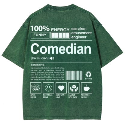 Comedian Pattern Washed Vintage Short Sleeves T-Shirt-moweekender