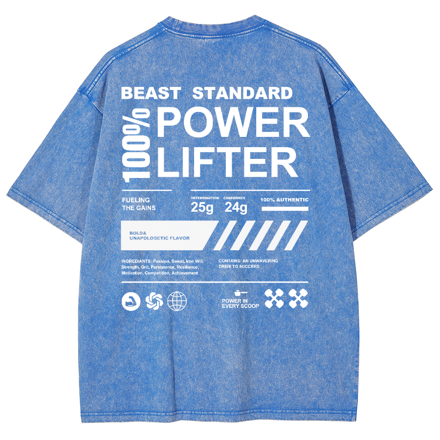 Beast Standard Power Lifter Unisex Fit Washed Oversized T-Shirt-moweekender