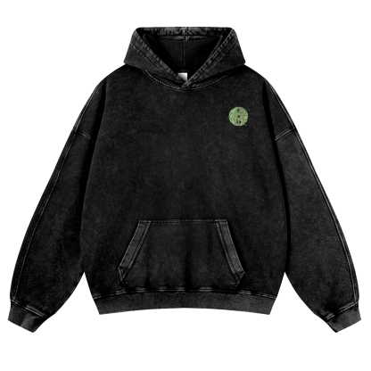 Japan Samurai Cat Vintage Washed Hoodie-moweekender