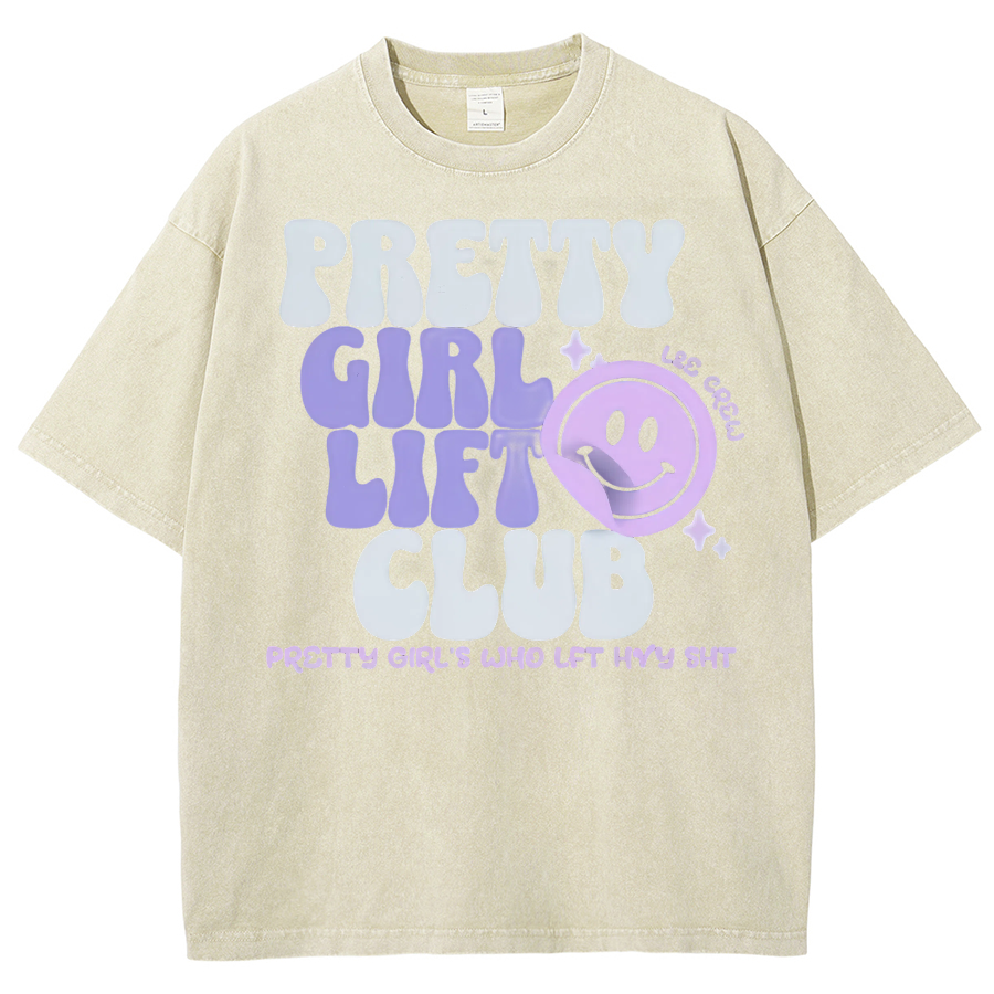 Pretty Girl Lift Club Unisex Fit Washed Oversized T-Shirt-moweekender