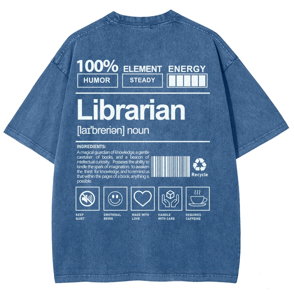 Librarian Unisex Fit Washed T-Shirt-moweekender