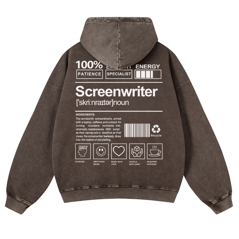 Screenwriter Printed Vintage Washed Hoodie-moweekender