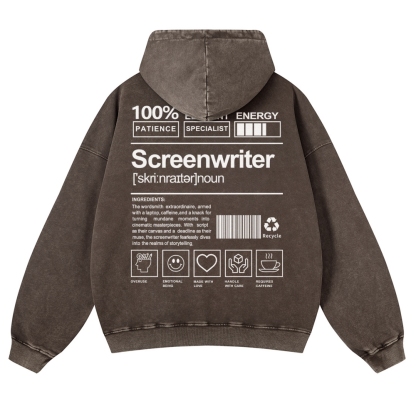 Screenwriter Printed Vintage Washed Hoodie-moweekender
