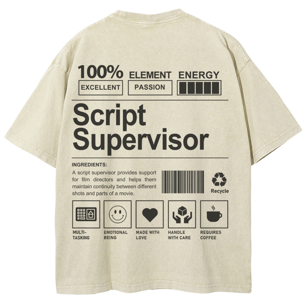 Script Supervisor Pattern Washed Vintage Short Sleeves T-Shirt-moweekender