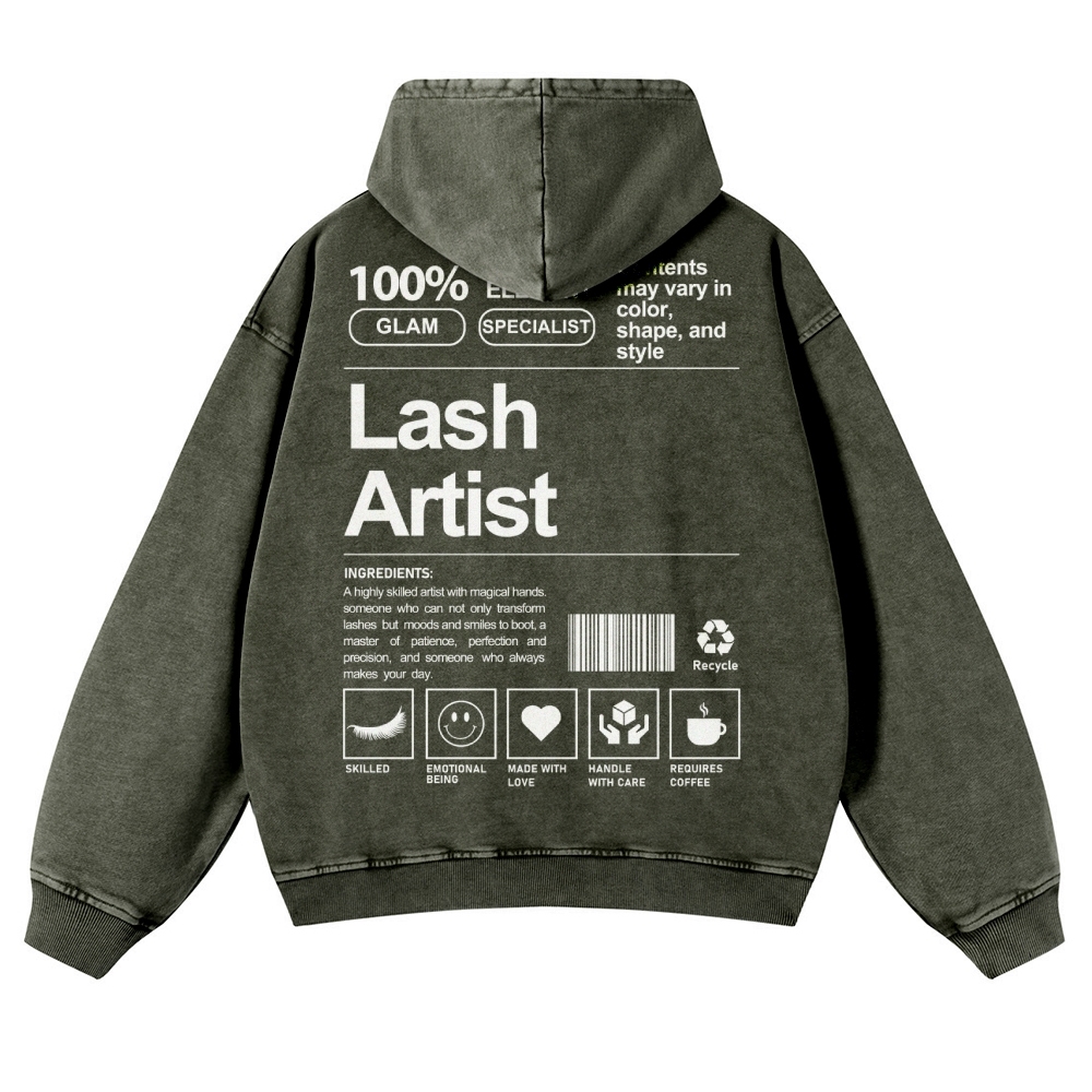 Lash Artist Casual Washed Hoodie-moweekender