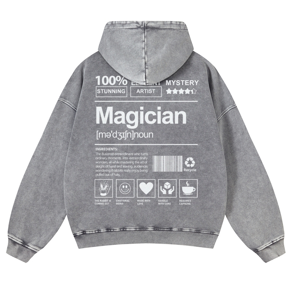 Magician Printed Vintage Washed Hoodie-moweekender