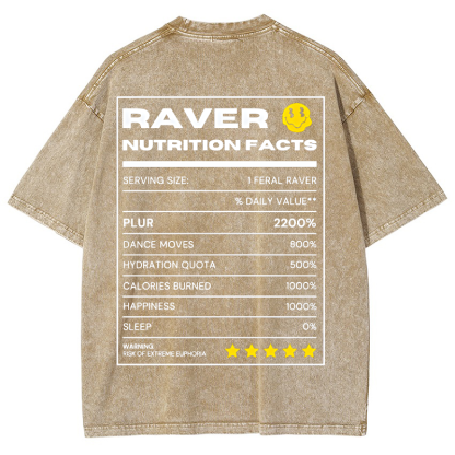 RAVER NUTRITION FACTS Vintage Snowflake Washed T-Shirt-moweekender