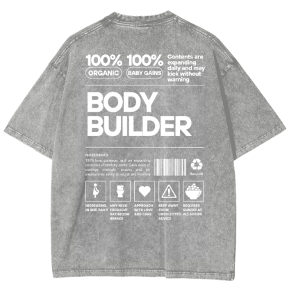 Body Builder Unisex Fit Washed T-Shirt-moweekender