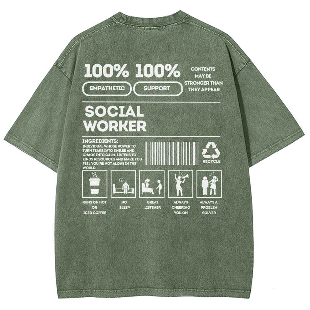 Social Worker Addcustom Unisex Fit Washed T-Shirt