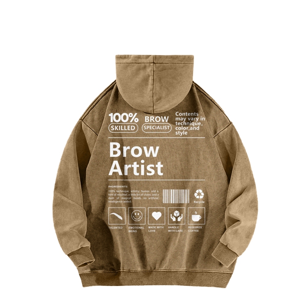 Brow Artist Casual Washed Hoodie-moweekender