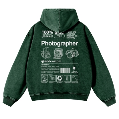 Photographer Addcustom Casual Washed Hoodie