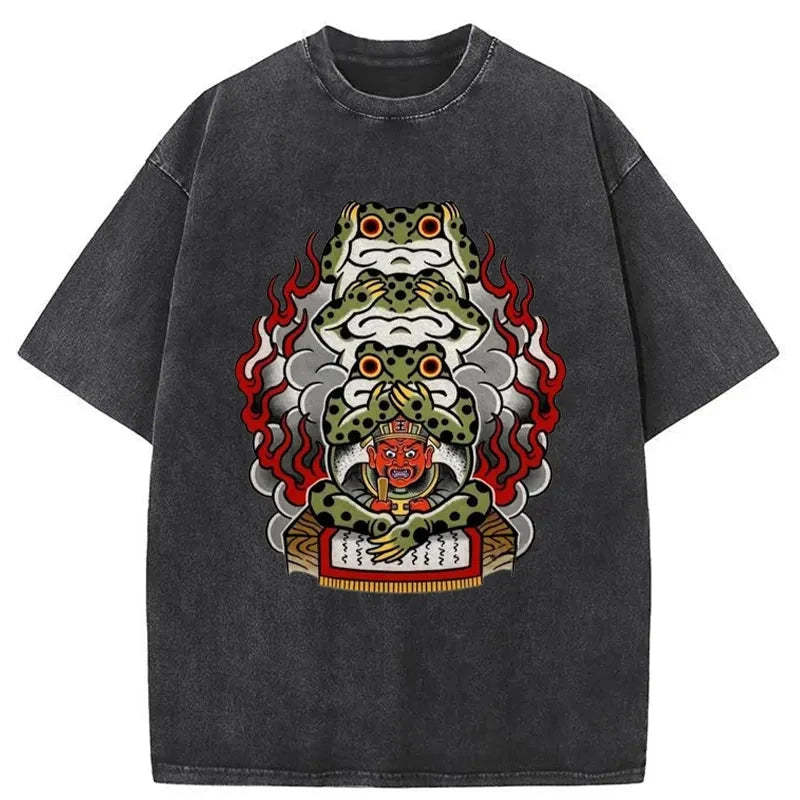 Three Frogs Washed Vintage T-Shirt-moweekender