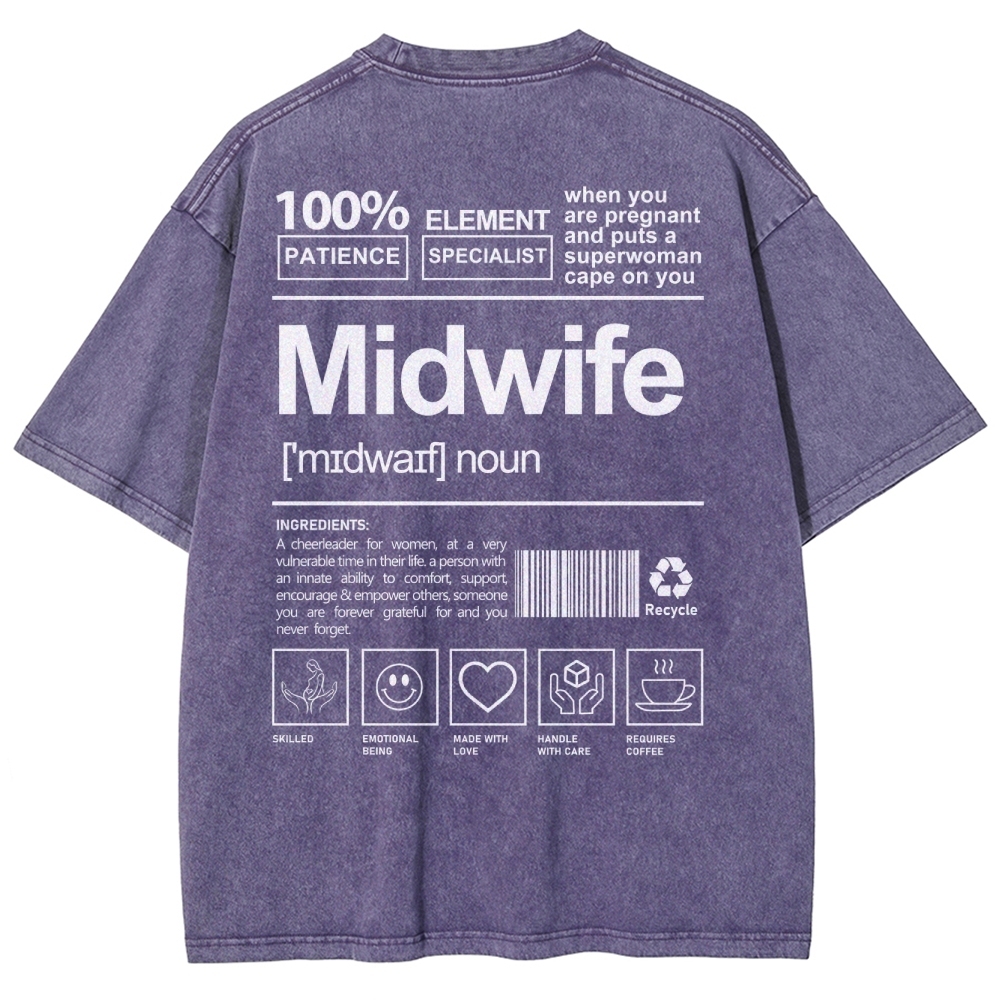 Midwife Unisex Fit Washed T-Shirt-moweekender