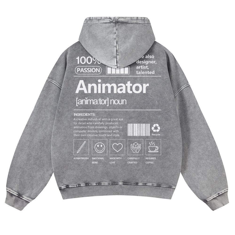 Animator Casual Washed Hoodie-moweekender
