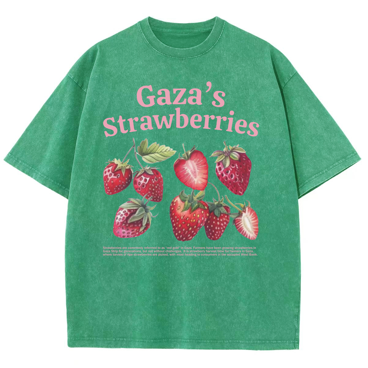 Gaza's Strawberries Fruits Unisex Fit Washed Oversized T-Shirt-moweekender