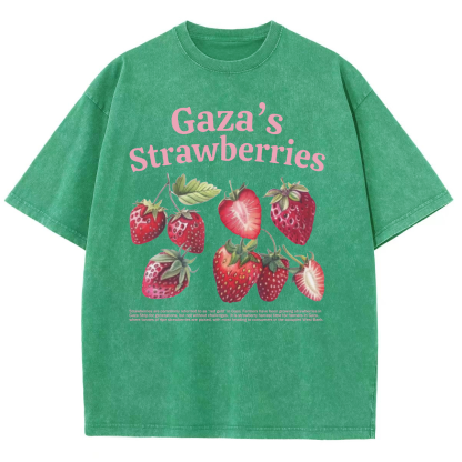 Gaza's Strawberries Fruits Unisex Fit Washed Oversized T-Shirt-moweekender