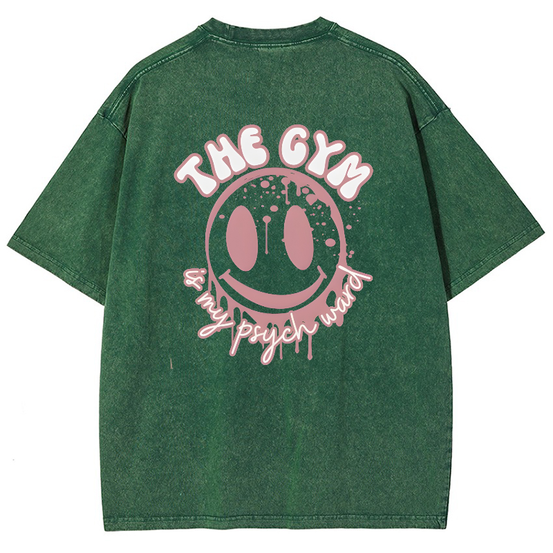 The Gym Is My Phych World Vintage Snowflake Washed T-Shirt-moweekender