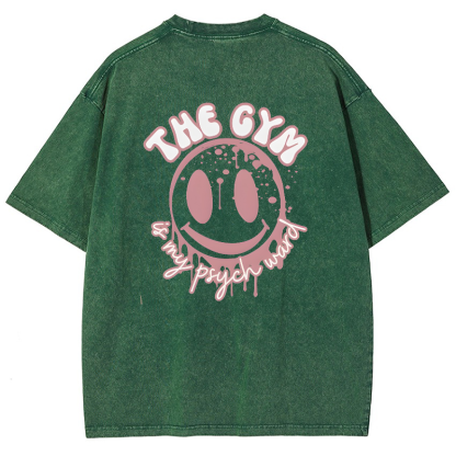 The Gym Is My Phych World Vintage Snowflake Washed T-Shirt-moweekender