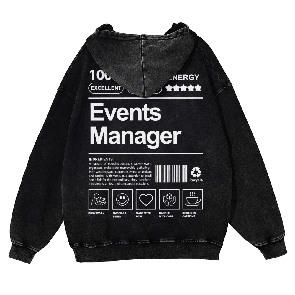 Events Manager Printed Vintage Washed Hoodie-moweekender