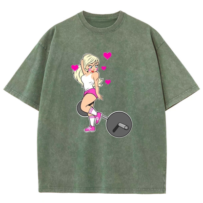 Barbell Love Girl Unisex Fit Washed T-Shirt-moweekender