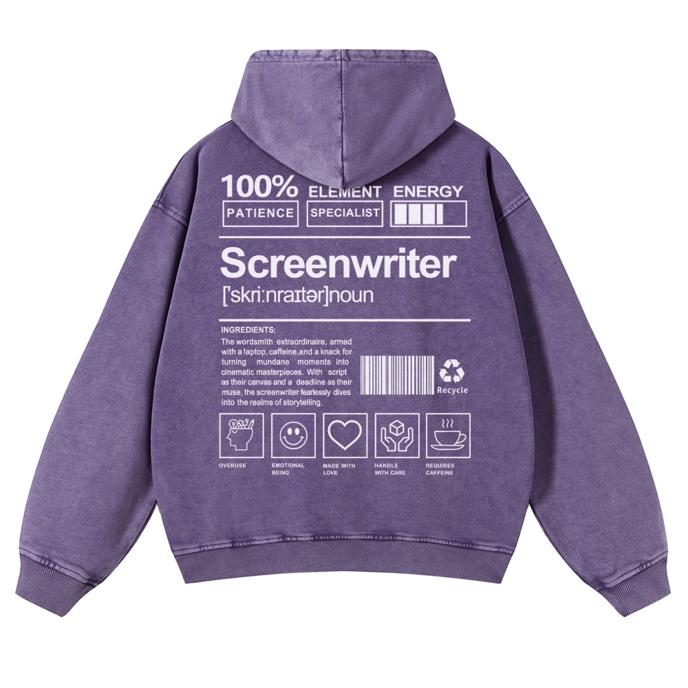Screenwriter Printed Vintage Washed Hoodie-moweekender