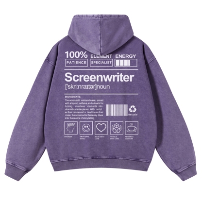 Screenwriter Printed Vintage Washed Hoodie-moweekender