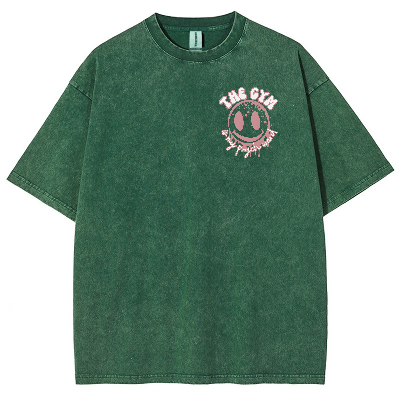 The Gym Is My Phych World Vintage Snowflake Washed T-Shirt-moweekender