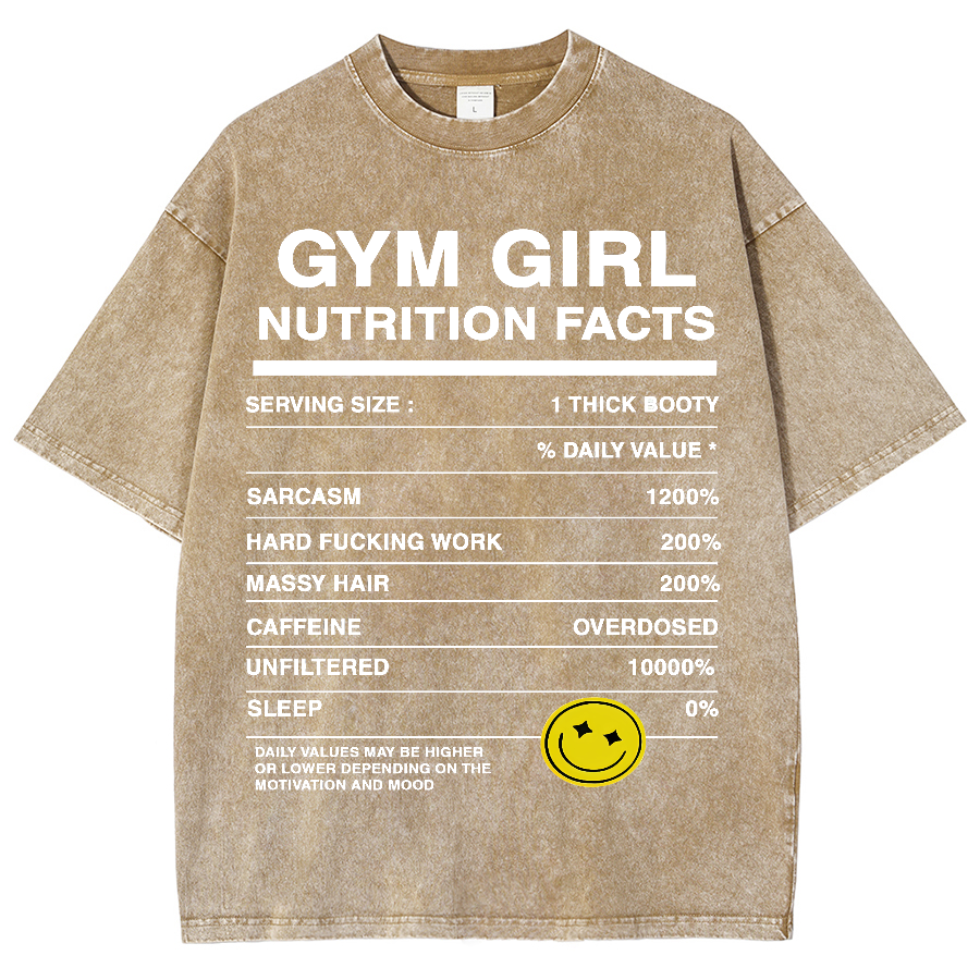 Gym Girly Nutrition Facts Unisex Fit Washed Oversized T-Shirt-moweekender