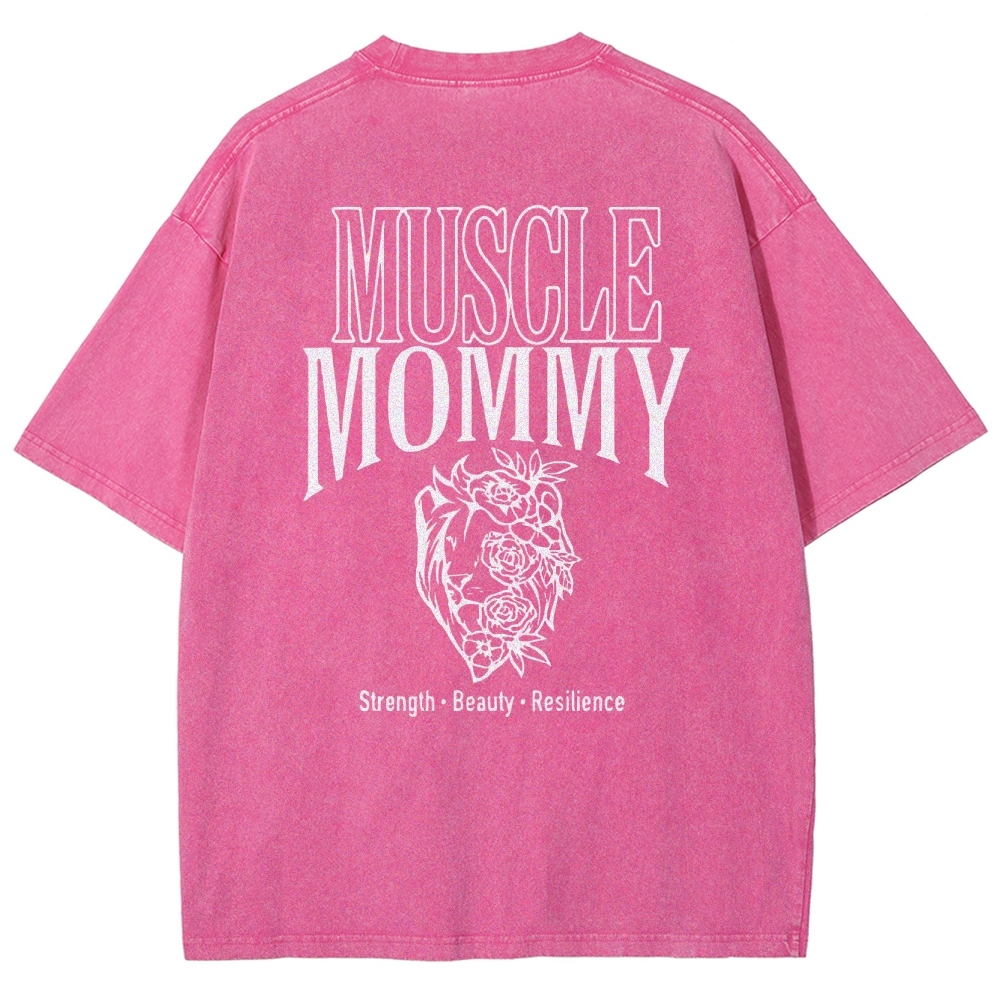 Muscle Mommy Vintage Snowflake Washed T-Shirt-moweekender