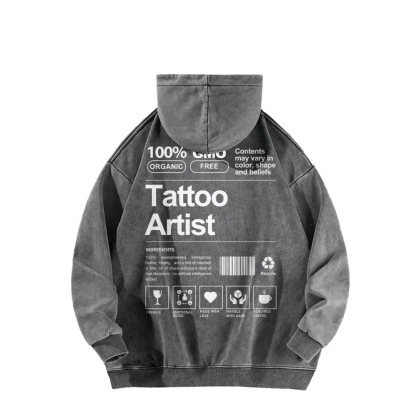 Tattoo Artist Casual Washed Hoodie-moweekender