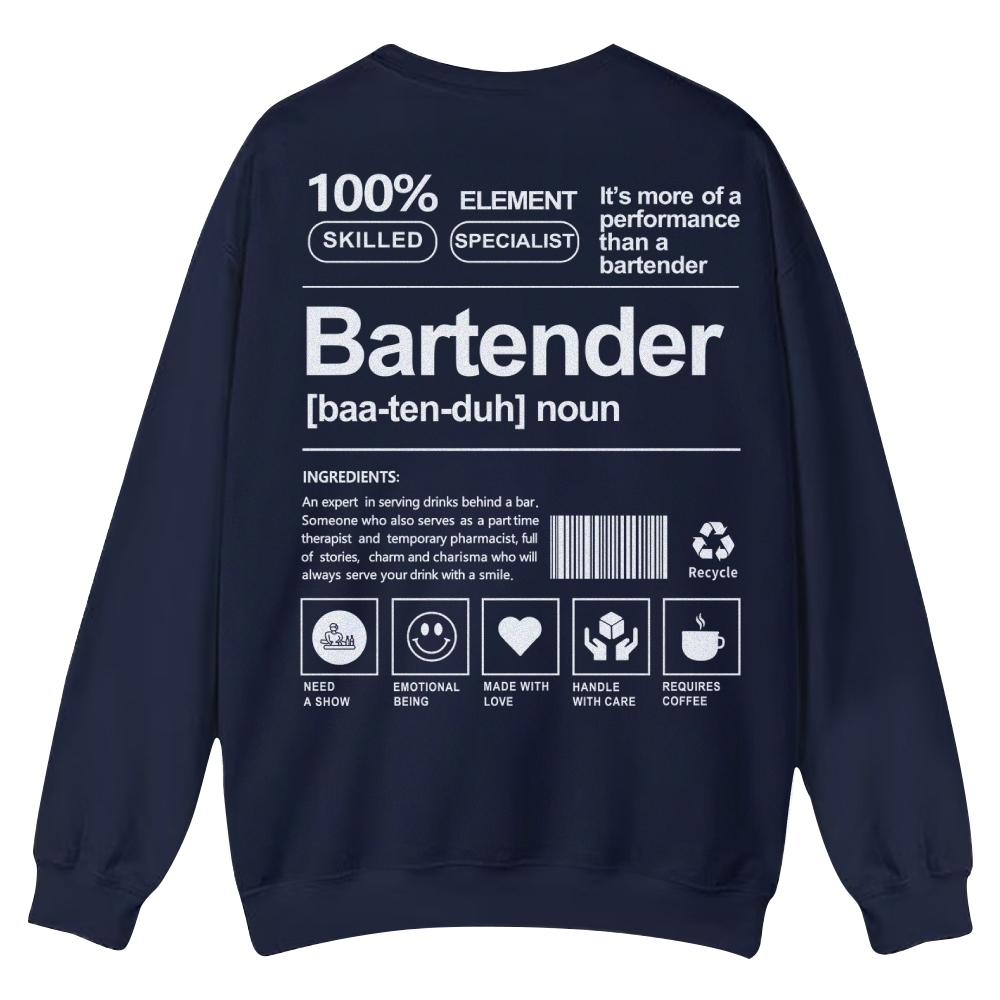 Bartender Printed Crew Neck Sweatshirt-moweekender