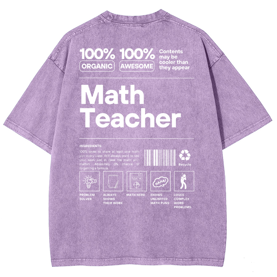 Math Teacher Unisex Fit Washed Oversized T-Shirt-moweekender