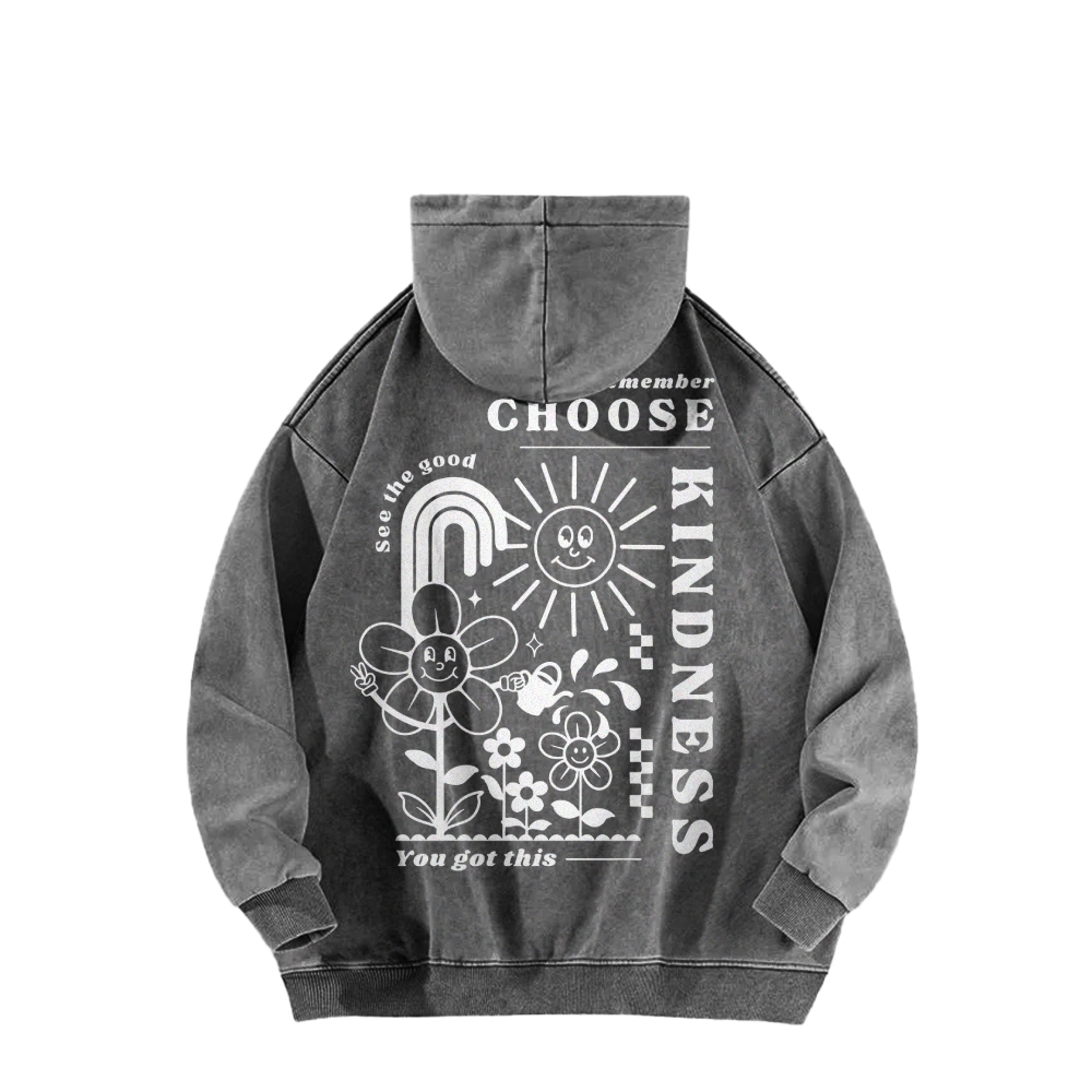 Choose Kindness Casual Washed Hoodie-moweekender