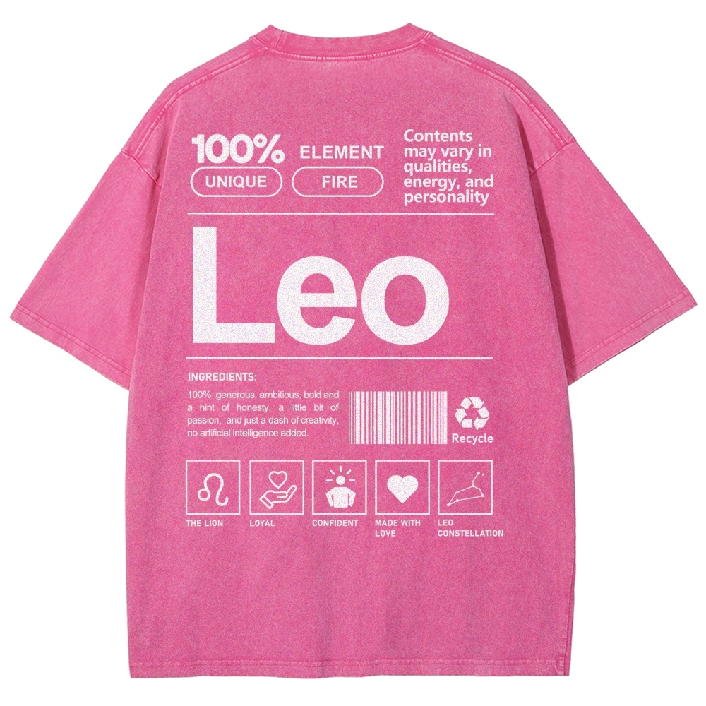 Leo Unisex Fit Washed T-Shirt