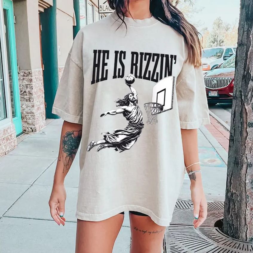 He Is Rizzin' Risen Vintage Snowflake Washed T-Shirt-moweekender