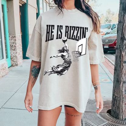 He Is Rizzin' Risen Vintage Snowflake Washed T-Shirt-moweekender