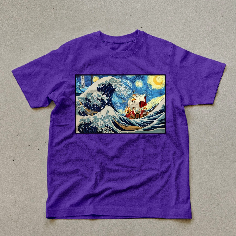 Straw Hat Pirate Ship Pattern Unisex Prints T-Shirt-moweekender