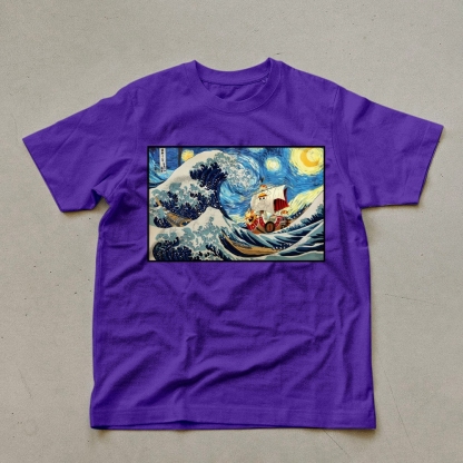 Straw Hat Pirate Ship Pattern Unisex Prints T-Shirt-moweekender