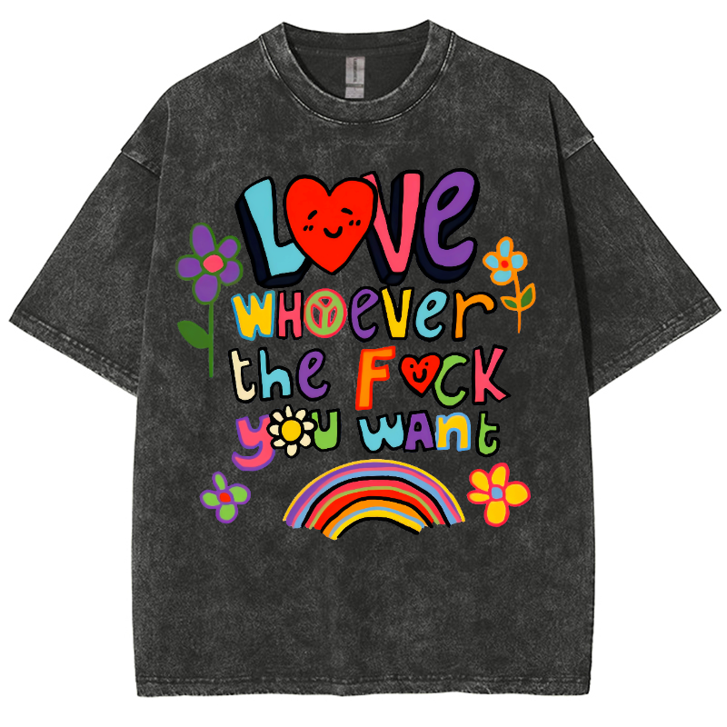 Love Whatever What  Unisex Fit Washed Oversized T-Shirt-moweekender