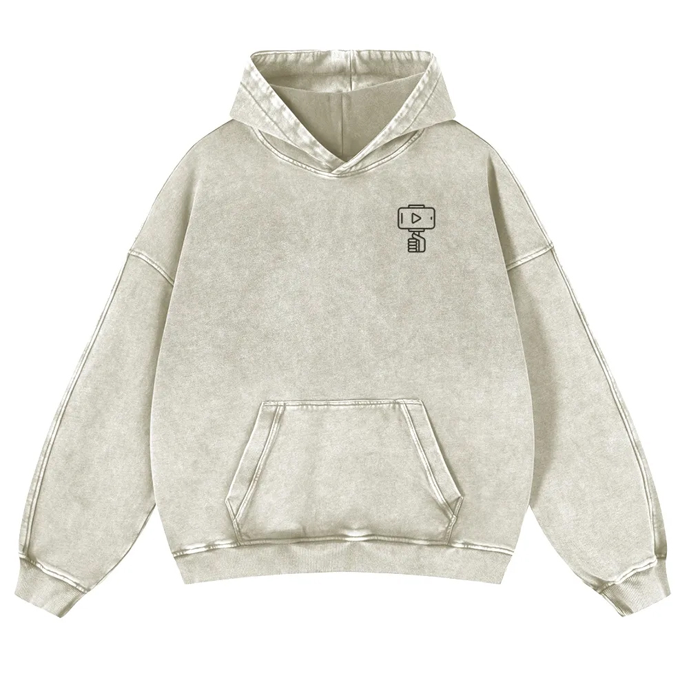 Vlogger Printed Vintage Washed Hoodie-moweekender