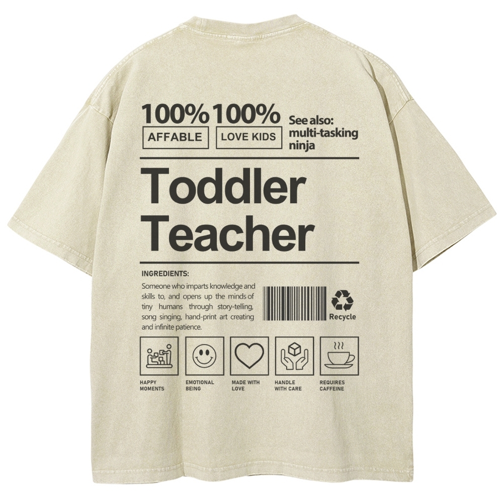Toddler Teacher Unisex Fit Washed T-Shirt-moweekender
