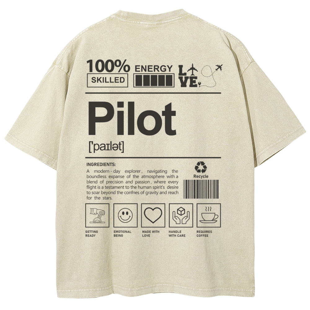 Pilot Unisex Fit Washed T-Shirt-moweekender