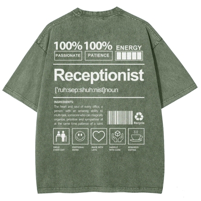 Receptionist Unisex Fit Washed T-Shirt-moweekender