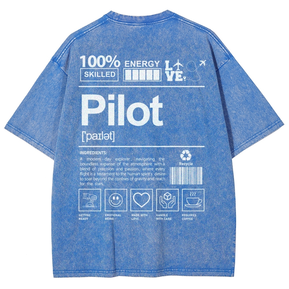 Pilot Unisex Fit Washed T-Shirt-moweekender