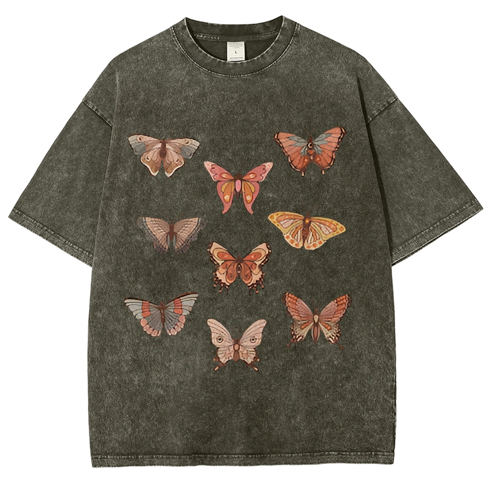 Butterfly Specimen Vintage Snowflake Washed T-Shirt-moweekender