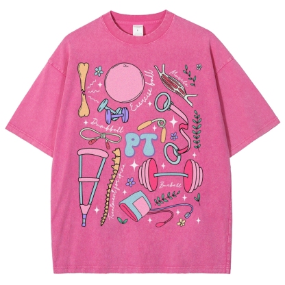 Physical Therapy Unisex Fit Washed T-Shirt-moweekender