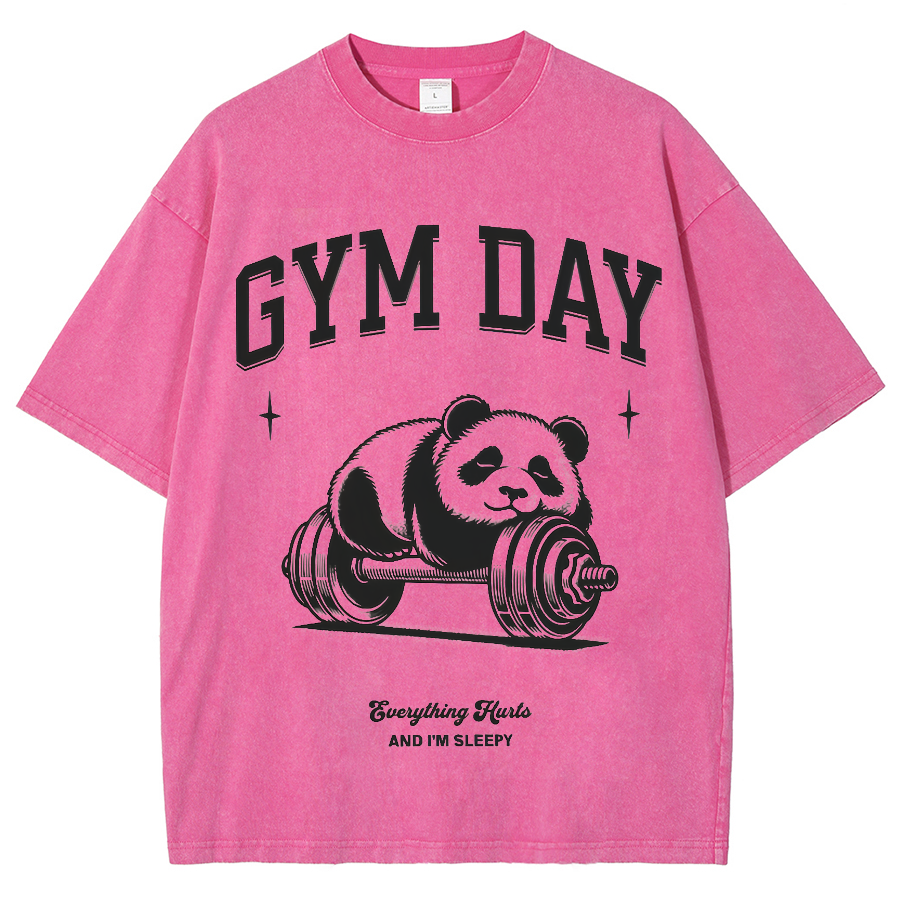 Gym Day Everything Hurts & I'm Sleepy Unisex Fit Washed Oversized T-Shirt-moweekender